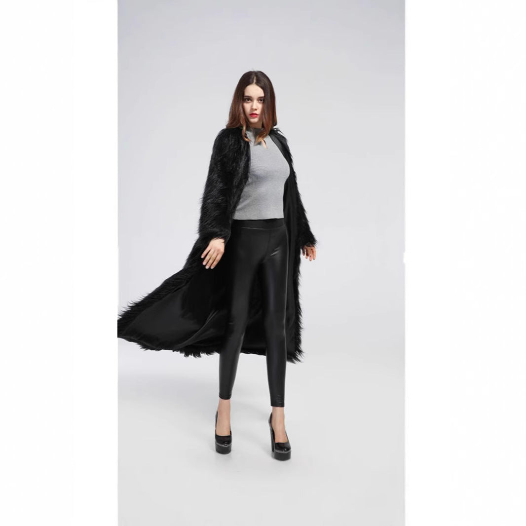 Damen Luxuriöser Kunstpelzmantel mit elegantem Futter EB