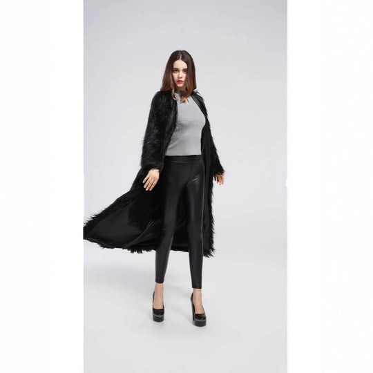Damen Luxuriöser Kunstpelzmantel mit elegantem Futter EB