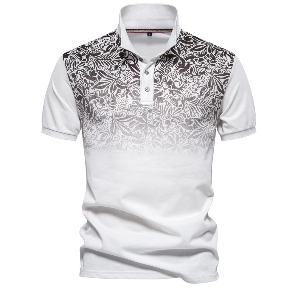 Herren Poloshirt mit floralen Ornamenten und klassischem Kragen EB