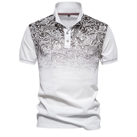 Herren Poloshirt mit floralen Ornamenten und klassischem Kragen EB