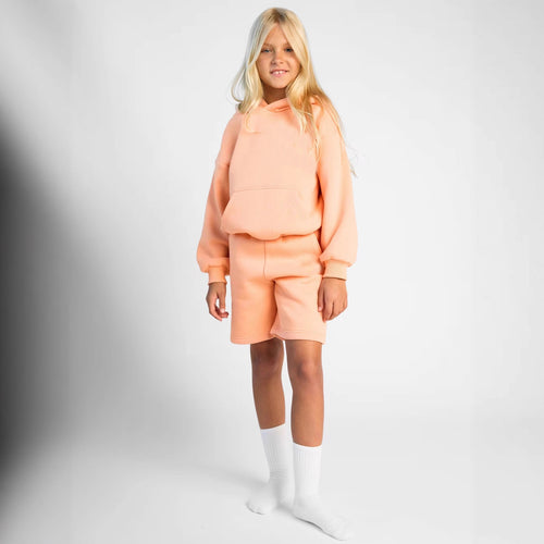Damen Kapuzensweatshirt und Shorts-Set aus weichem Fleece mit praktischen Taschen EB