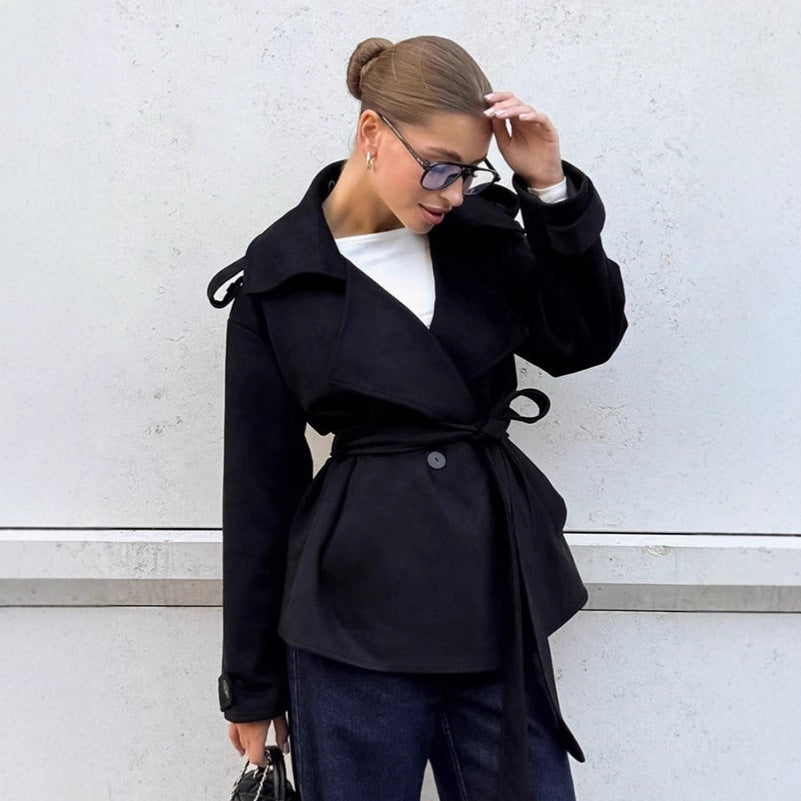 Damen Elegante Utility-Jacke mit Taillengürtel und entspannter Passform EB