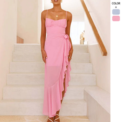 Damen Maxi-Kleid mit fließendem Schnitt und Rüschen EB
