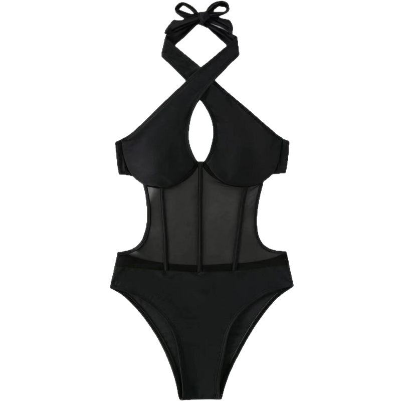 Damen Designer Badeanzug mit elegantem V-Ausschnitt EB