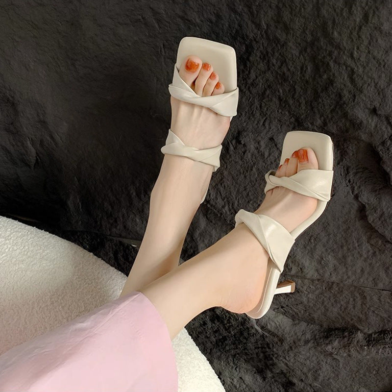 Damen elegante Mules mit geflochtenem Riemchen EB