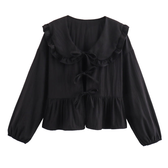 Damen verspielt geschnittene Bluse mit Rüschendetails EB