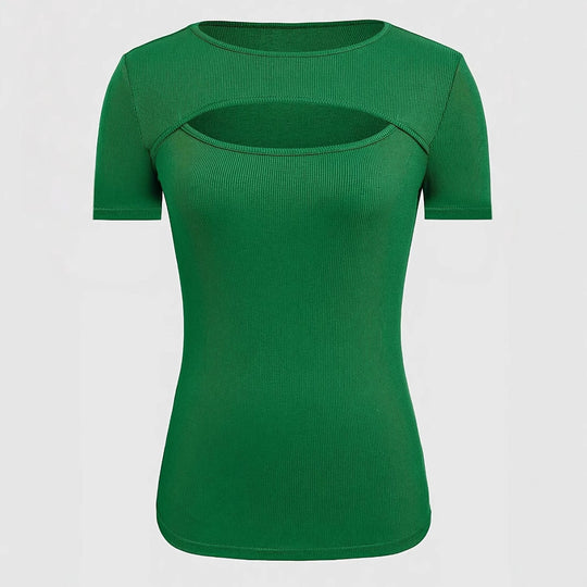 Damen kurzärmliges Oberteil mit trendischem Cut-Out-Design EB