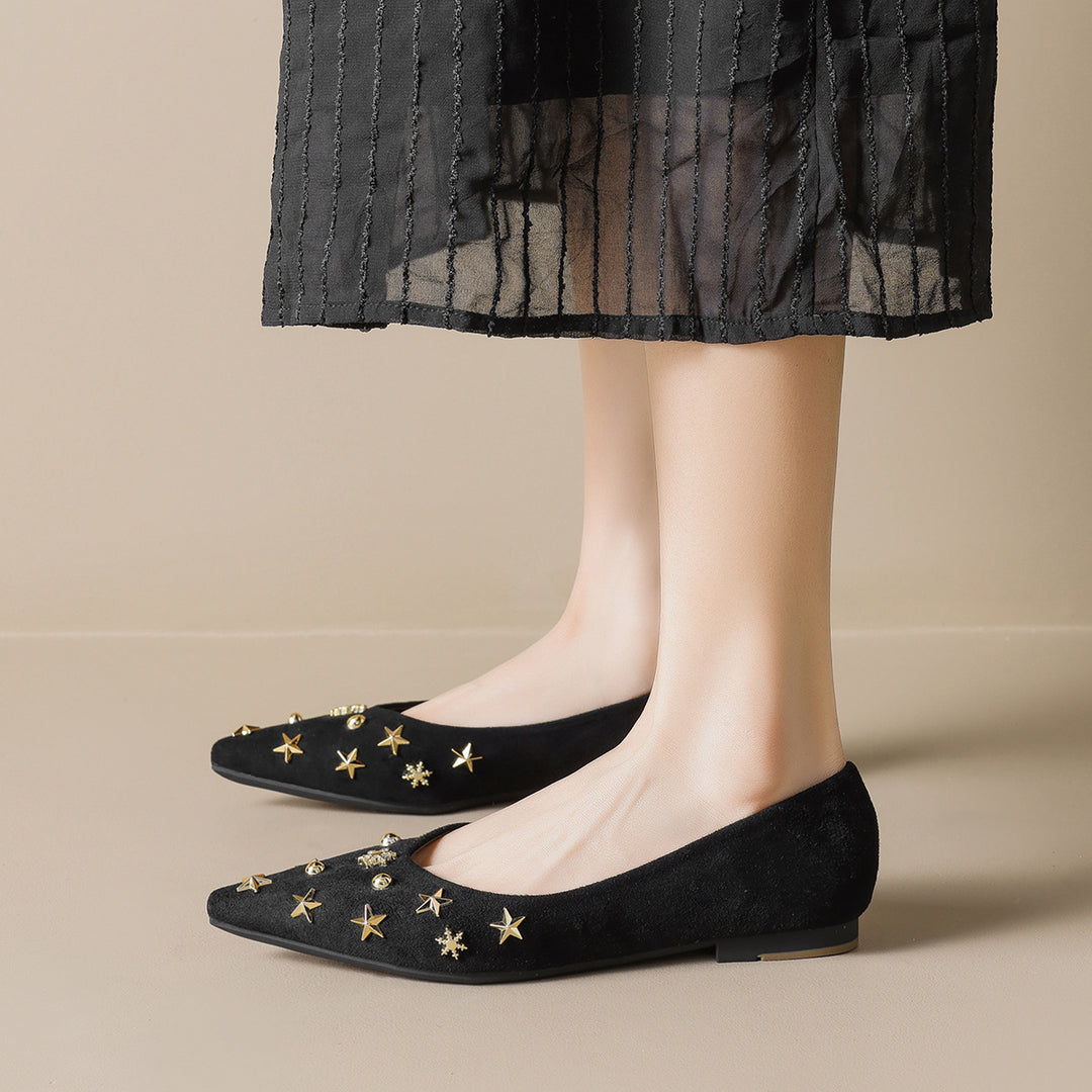 Damen Ballerinas mit funkelnden Details und schicker Sternenhimmel-Applikation EB