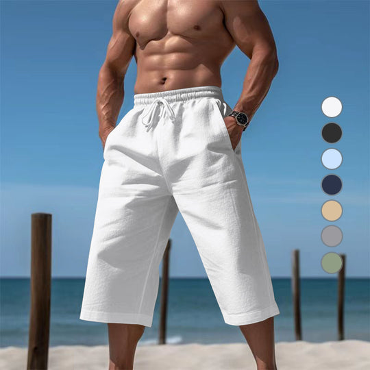 Herren nan lässige knielange Bermuda-Shorts mit elastischem Bund und Tunnelzug EB