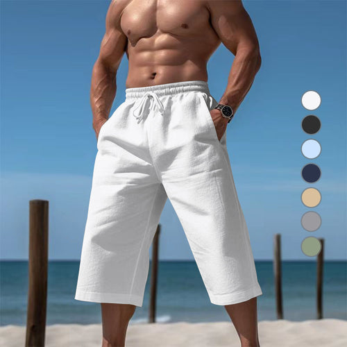 Herren nan lässige knielange Bermuda-Shorts mit elastischem Bund und Tunnelzug EB