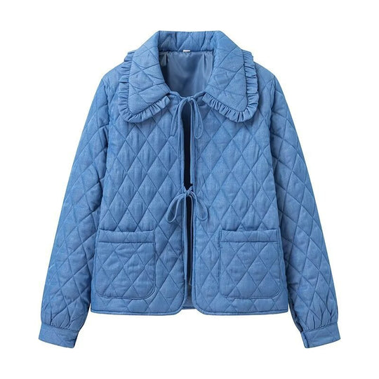Damen Steppjacke mit großem Kragen und praktischen Taschen EB