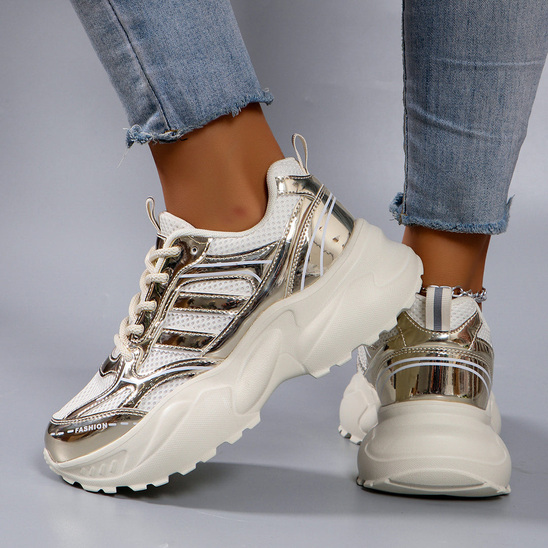 Damen Sportliche Chunky Sneakers mit atmungsaktiver Mesh-Oberfläche EB