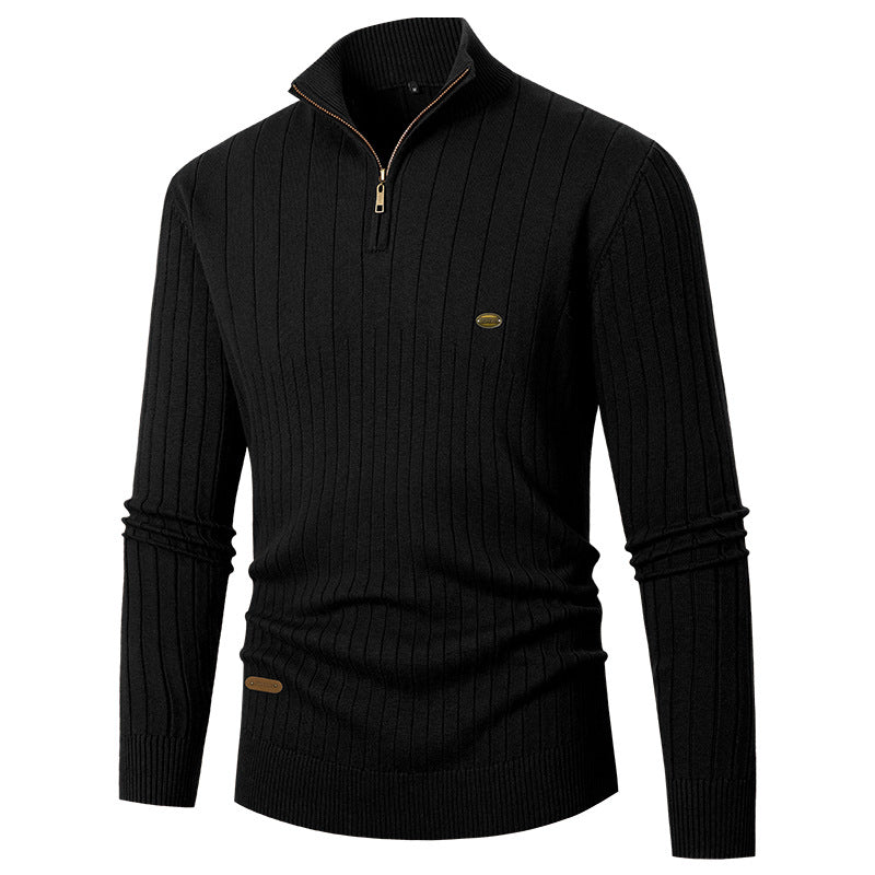 Herren Pullover mit modernem Reißverschluss und Rippenstruktur EB