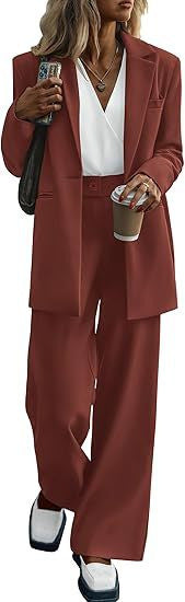 Damen Oversize-Hosenanzug mit Longblazer und weiter Bundfaltenhose EB