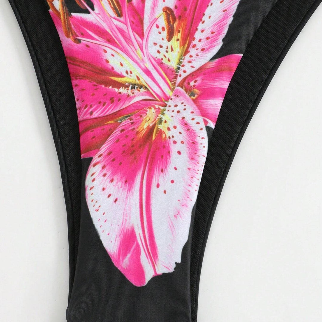 Damen Bikini-Set mit floralem Muster und passendem Wickelrock EB