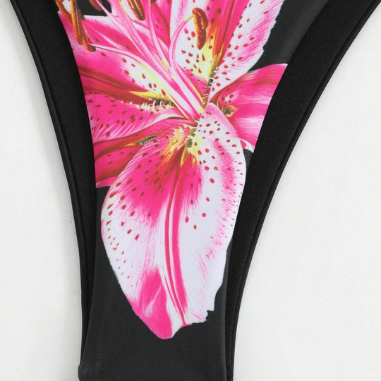 Damen Bikini-Set mit floralem Muster und passendem Wickelrock EB