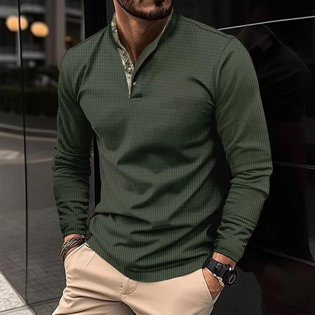 Herren Langarmhemd mit modernem Stehkragen und elegantem Design EB