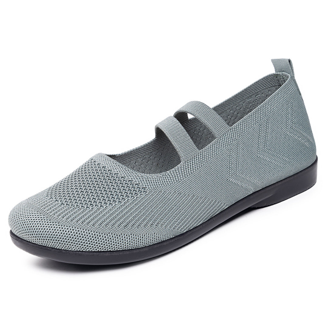 Damen Komfortable Strickschuhe mit elastischem Riemen EB