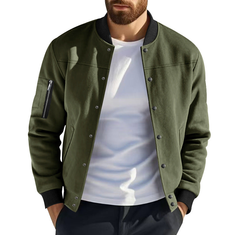 Herren Varsity-Bomberjacke mit Druckknopfverschluss, Ärmeltasche und gerippten Bündchen EB