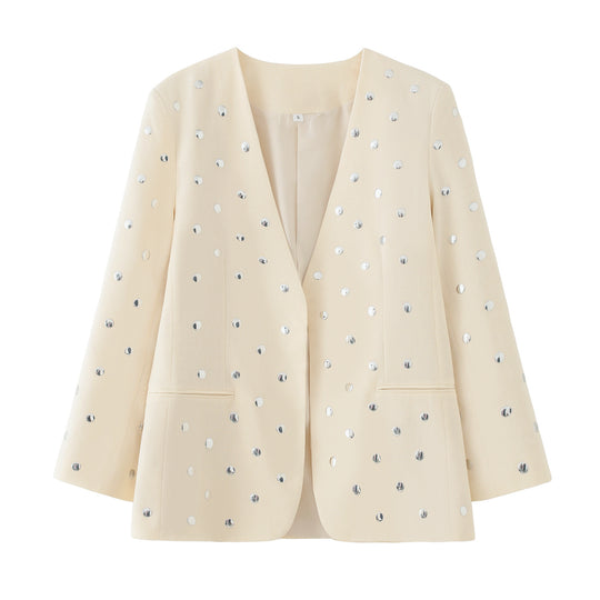 Damen elegante Blazerjacke mit funkelnden Pailletten EB
