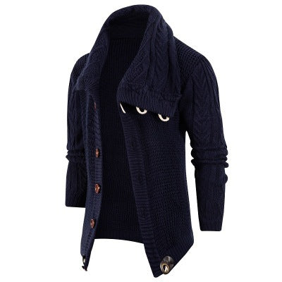 Herren Strickjacke mit Schalkragen und Holzknöpfen EB
