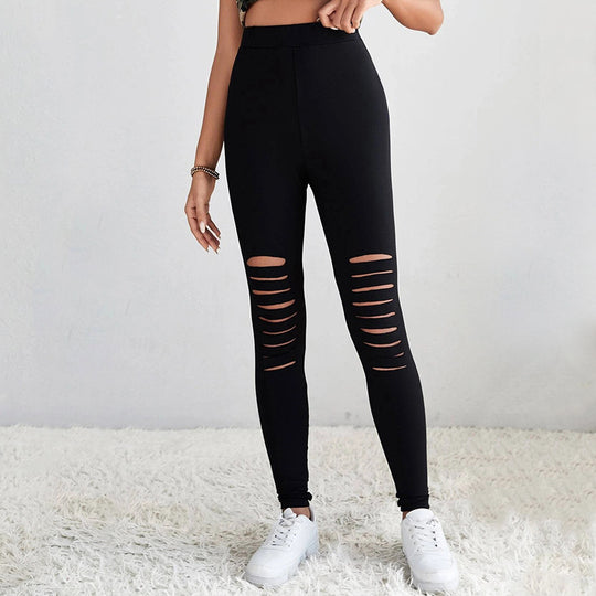 Damen Leggings mit modischen Cut-Outs und hohem Bund EB