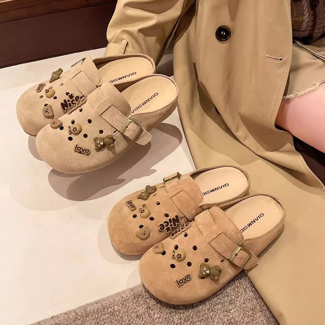 Damen Clogs mit modischem Riemendesign und verspieltem Dekor EB
