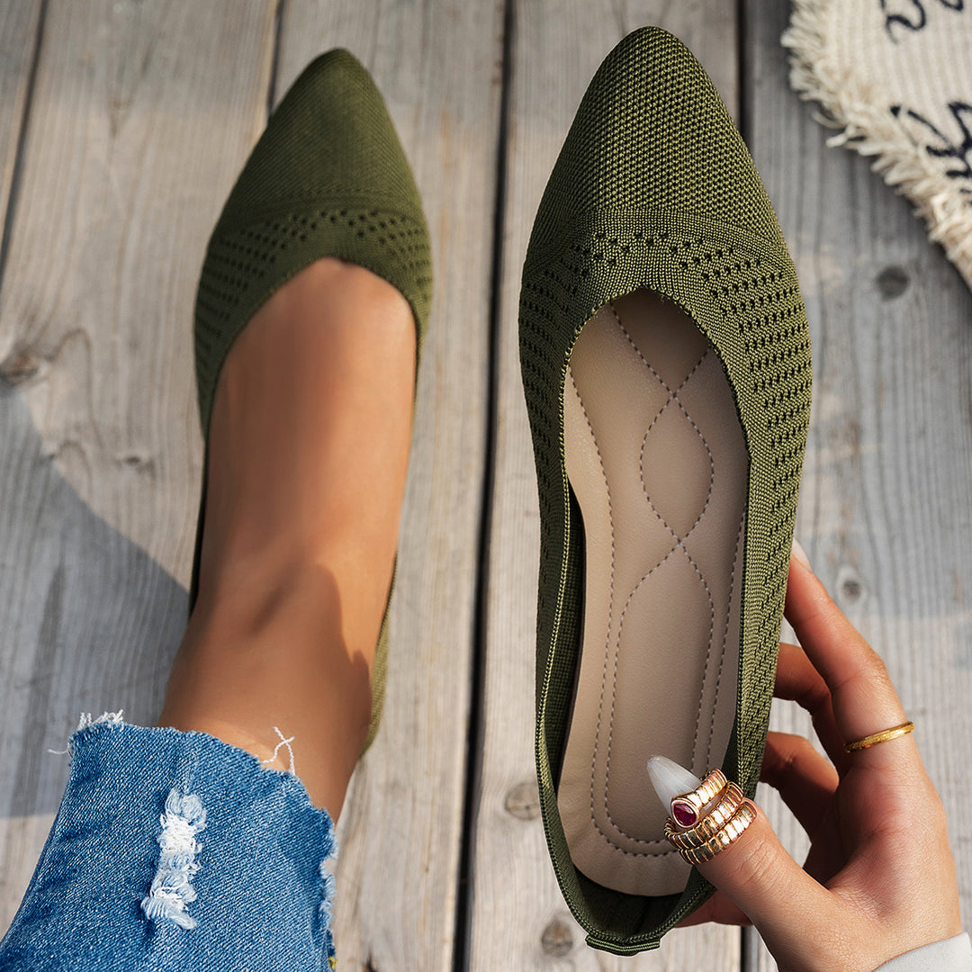 Damen Ballerinas mit kreativem Hahnentrittmuster und flexiblem Fußbett EB