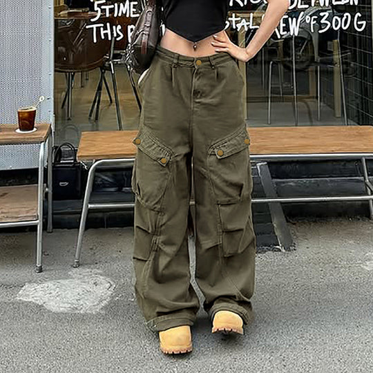 Damen Cargo-Hosen mit weitem Schnitt und mehreren Taschen EB