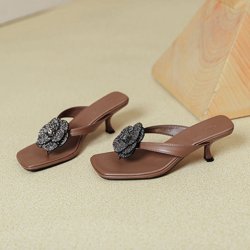 Damen Sling-Sandaletten mit funkelnder Blumenapplikation EB