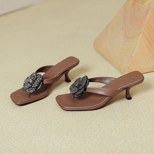 Damen Sling-Sandaletten mit funkelnder Blumenapplikation EB