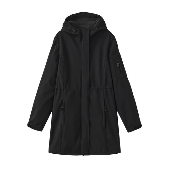 Damen nan funktionaler Softshell-Parka mit Teddyfleece-Futter, Kapuze und Taillenzug EB