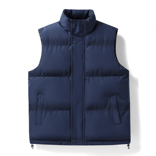 Herren warme gesteppte Outdoor-Weste mit hohem Stehkragen, verdeckter Druckknopfleiste und verstellbarem Saum EB