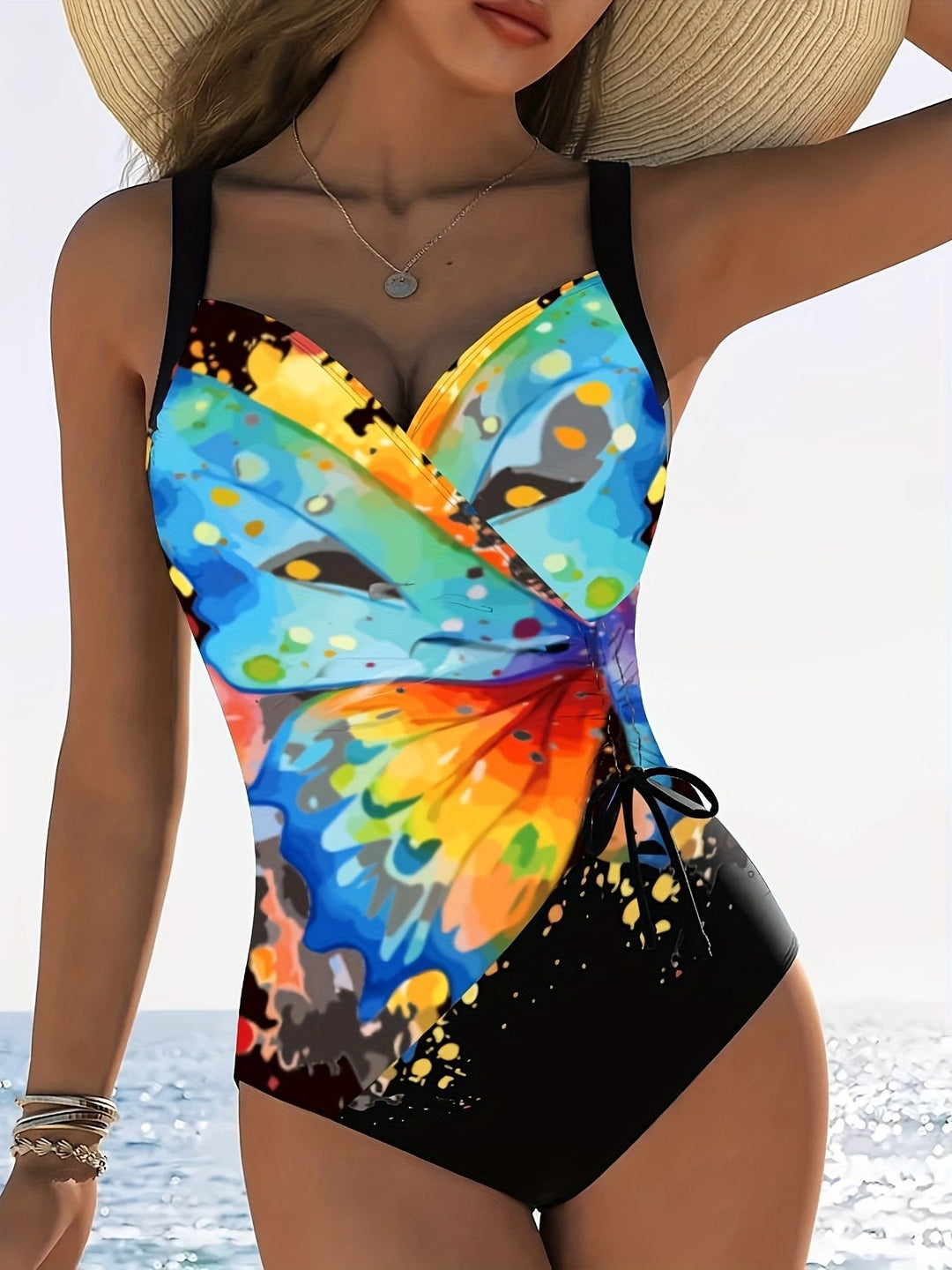 Damen Einteiliger Schwimmanzug mit kreativen Raffungselementen EB