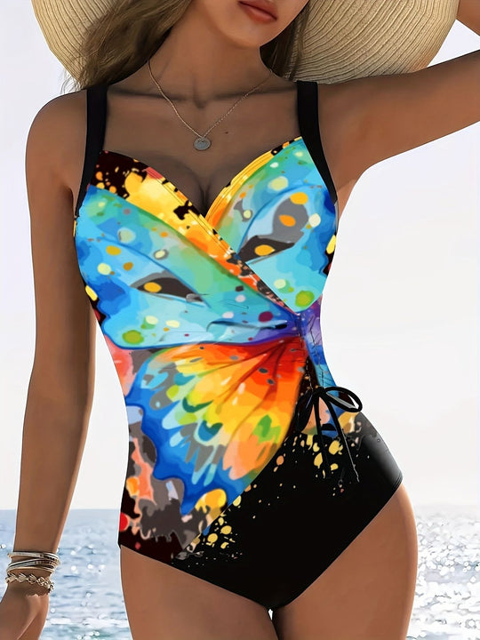 Damen Einteiliger Schwimmanzug mit kreativen Raffungselementen EB