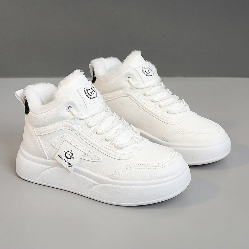 Damen modische High-Top Sneakers mit kuscheligem Innenfutter und rutschfester Sohle EB