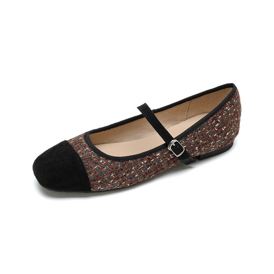 Damen Elegante Ballerinas mit modischem Riemen und hochwertiger Textur EB