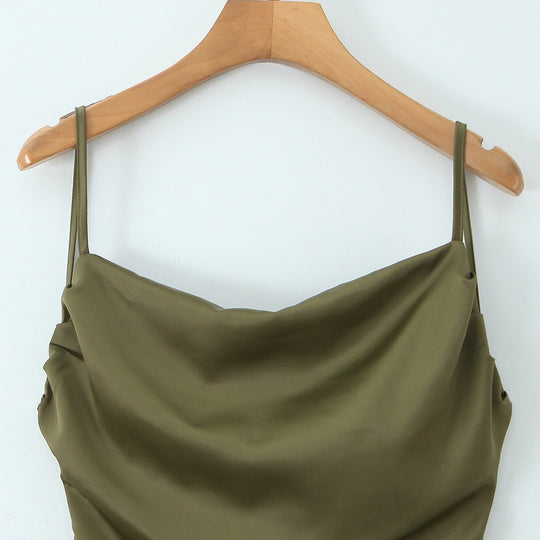 Damen Maxikleid mit elegantem Wasserfallausschnitt und schwingendem Rock EB