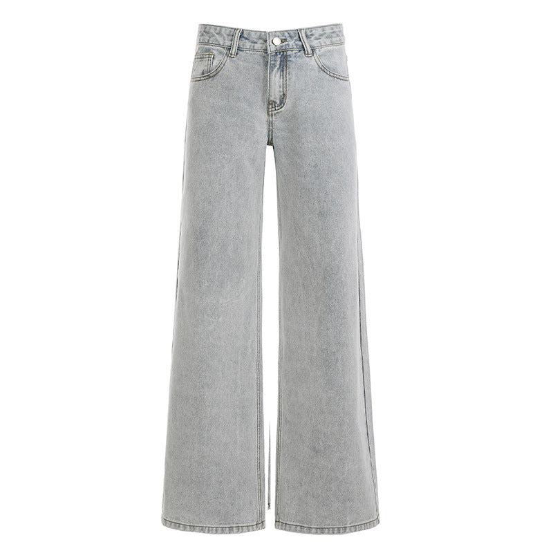 Damen hochgeschnittene weite Jeans EB