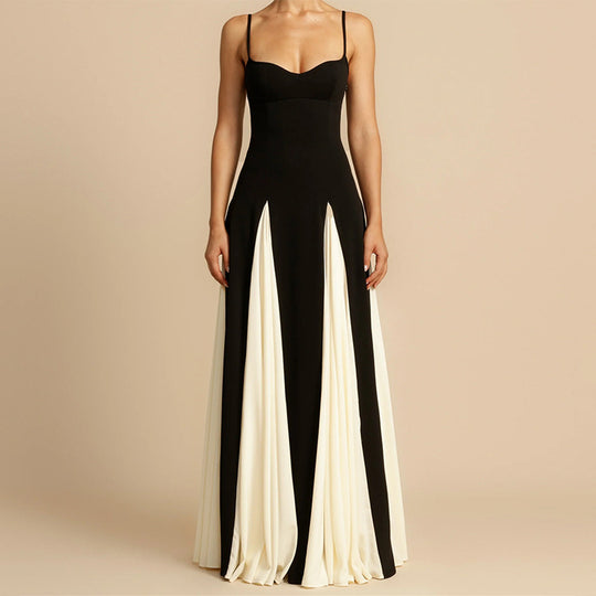 Damen Elegantes Maxi-Kleid mit tiefem V-Ausschnitt und seitlichen Drapierungen EB