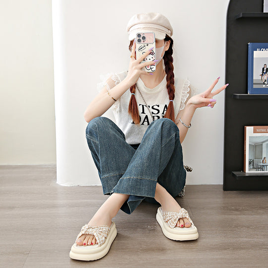 Damen Bequeme Slippers mit modischem Schleifen-Design EB