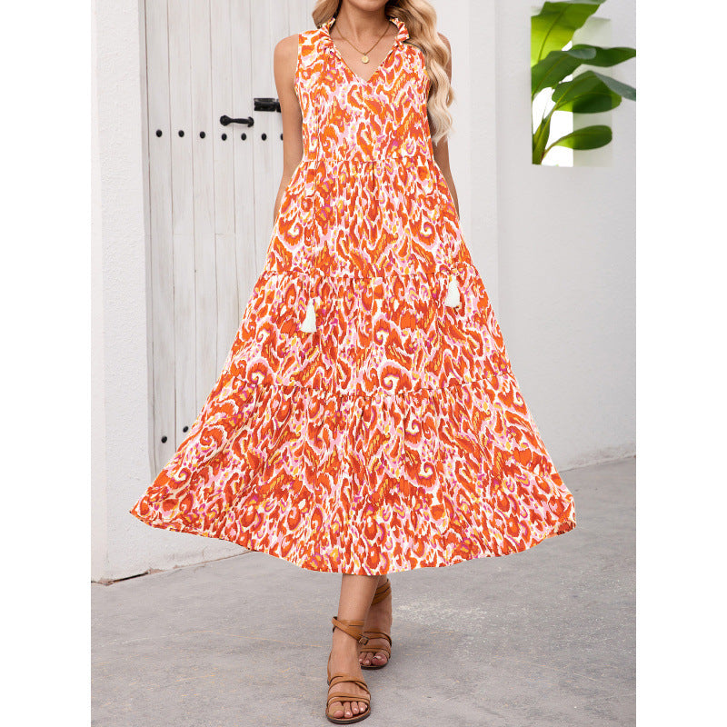 Damen Maxikleid mit fließendem Design und trendigem Rüschensaum EB