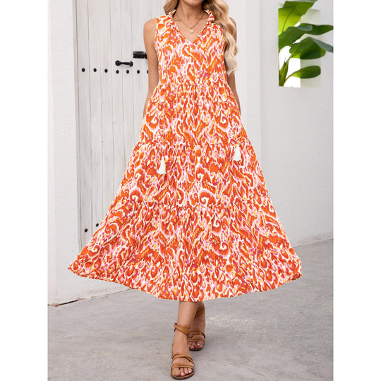 Damen Maxikleid mit fließendem Design und trendigem Rüschensaum EB