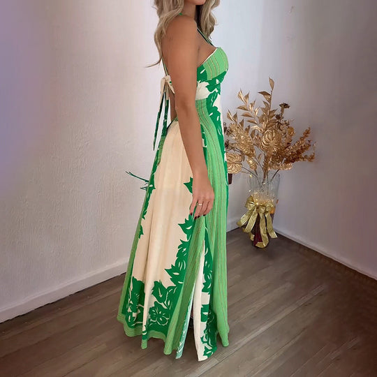 Damen Maxikleid mit verstellbarem Träger und floralem Design EB