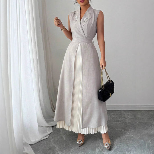 Damen Elegantes Kleid mit plissierten Details EB