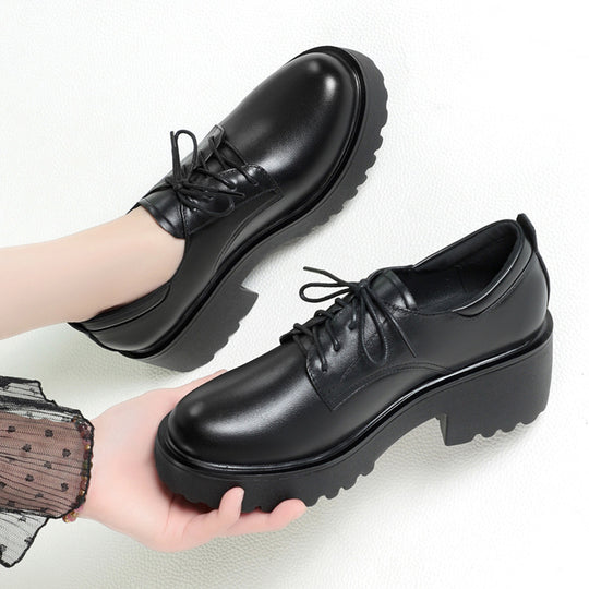 Damen Komfortable Schnürschuhe mit klobigem Absatz und rutschfester Sohle EB