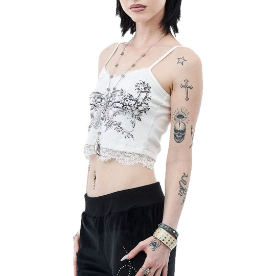 Damen Spitzencamisole mit floralem Druck EB