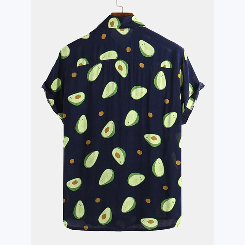 Herren Kurzarmhemd mit frischem Avocado-Muster EB