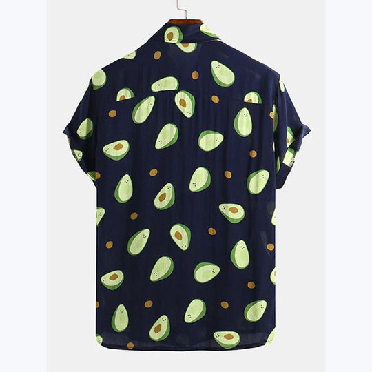 Herren Kurzarmhemd mit frischem Avocado-Muster EB
