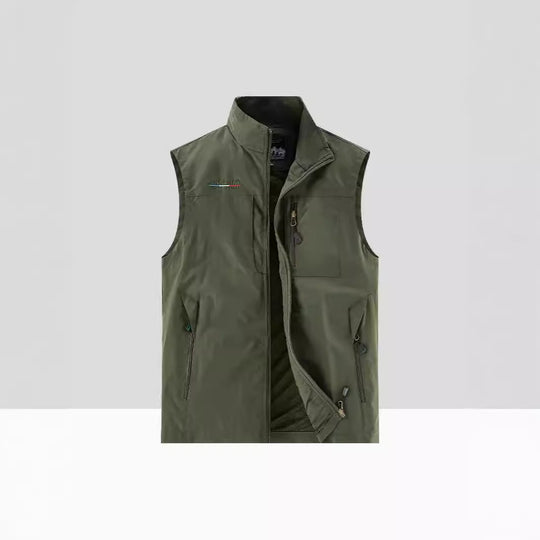 Herren Leichte Atmungsaktive Outdoor-Softshellweste mit Mesh-Innenfutter und Mehrfach-Reißverschlusstaschen EB